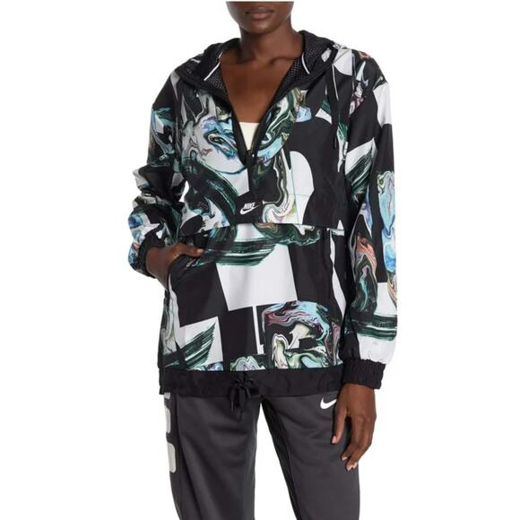 Nike ACG Style Windbreaker Jacket Women Small Abstract Print Pullover Streetwear - Picture 1 of 9